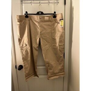 Lee Flex-To-Go Skimmer Capri Pants Cargo Womens Size 26W Medium Dark Khaki Pants